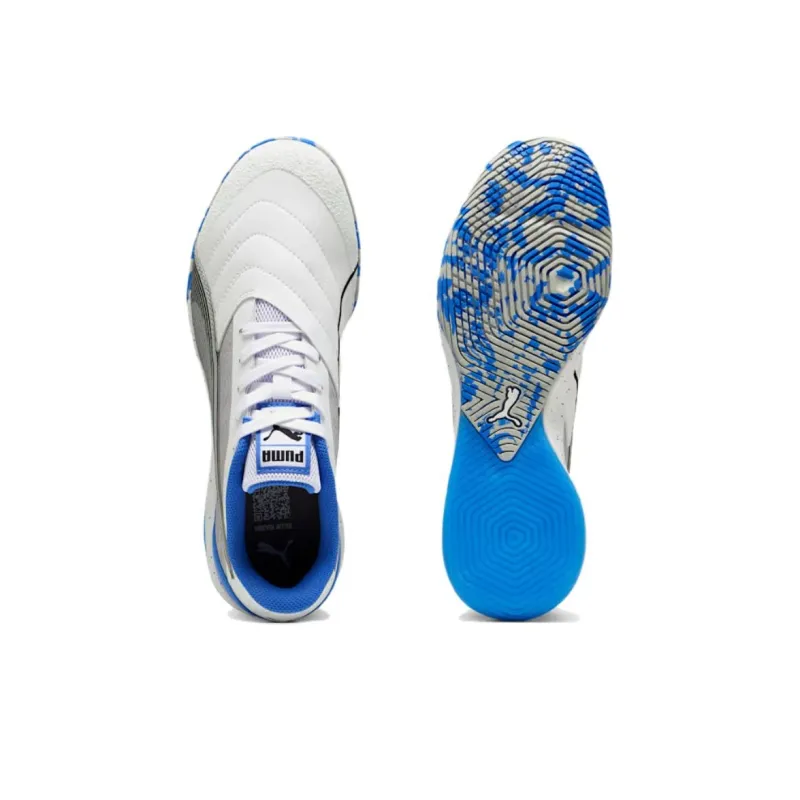 PUMA Anti Slip Wear Resistant Soccer Shoes Men's White Gray Blue-3