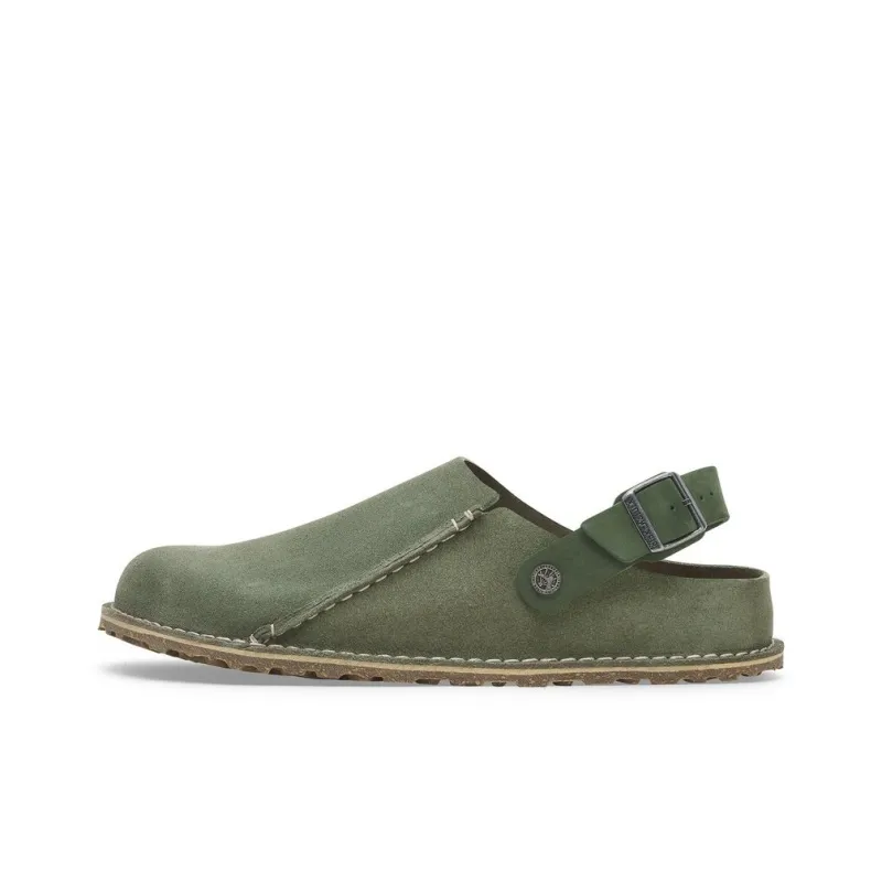 Birkenstock Lutry Premium Suede Wrap-toe Slippers Unisex Green Regular-0
