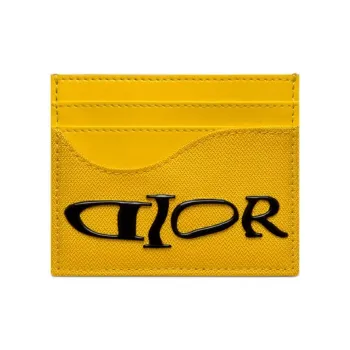 DIOR Saddle Nylon With Leather Saddle Card Holder Men's Yellow