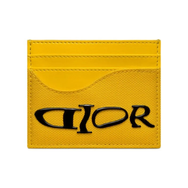 DIOR Saddle Nylon With Leather Saddle Card Holder Men's Yellow-0