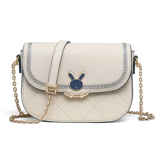MILLIE'S Cow Leather Patchwork Synthetic Leather Shoulder Bag Crossbody Bag Regular Women's Ecru-1