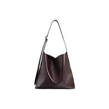 LARTIGENT Cow Leather Shoulder Bag Large Size Women's Blueberry Cocoa/Black/Dark Milk Tea