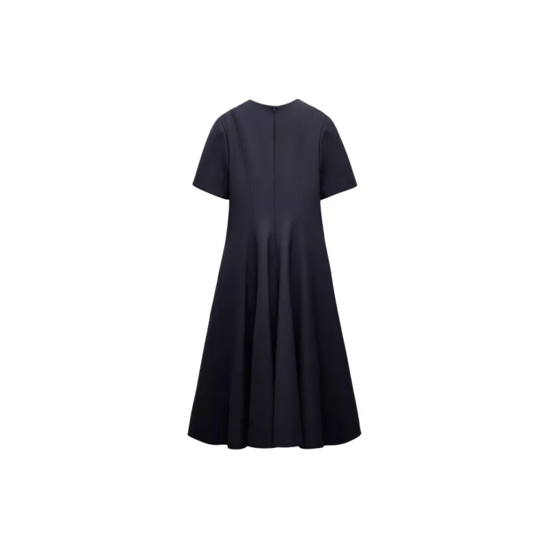 ZARA ZW Series Short-Sleeved Dresses Women's Marine Blue-1