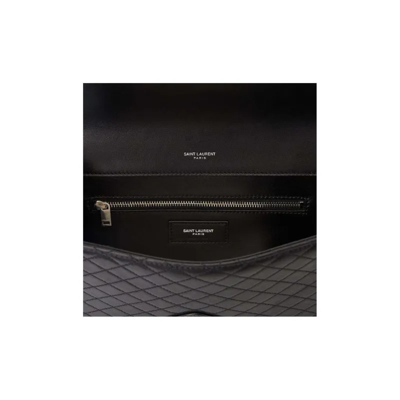 SAINT LAURENT Monogram Lambskin Envelope Bag, Crossbody Bag, Shoulder Bag Women's Black-8