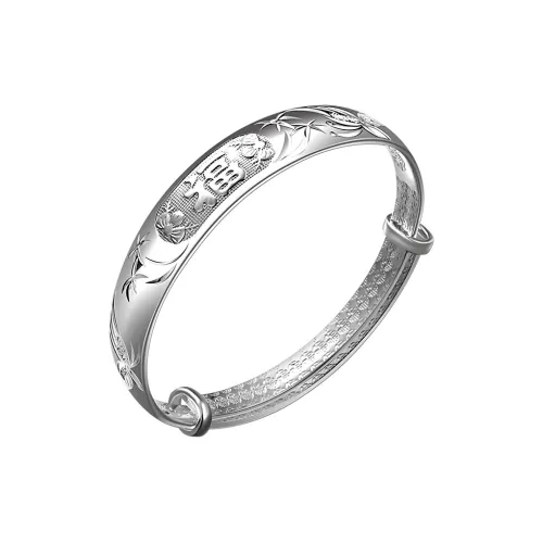 LAOYINJIANG Solid Slide Adjustable Blessing Character Mom Bangle Women's