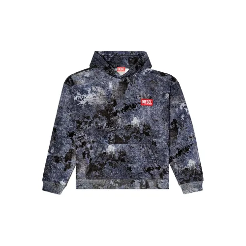 DIESEL S Boxt Hood R8 Marble Effect Burnout Hoodie