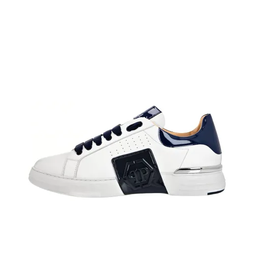 PHILIPP PLEIN Lo-Top Skateboard Shoes Men Low-Top White/Blue