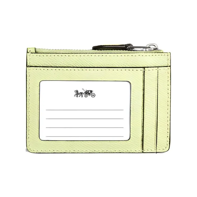 COACH Skinny Id Case Leather Handheld Document Card Holder Mini Women's Candy Yellow Green-1