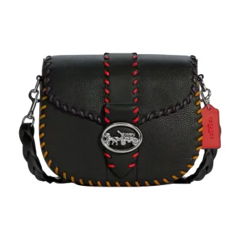 COACH Georgie Leather Shoulder Saddle Bag Crossbody Bag Small Size Women's Black