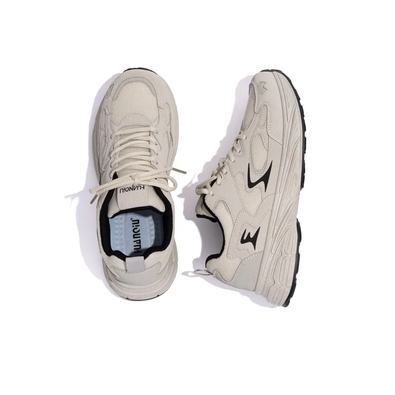 HUANQIU Balanced And Non-slip Low-Top Chunky Sneakers Men's Apricot Gray-6