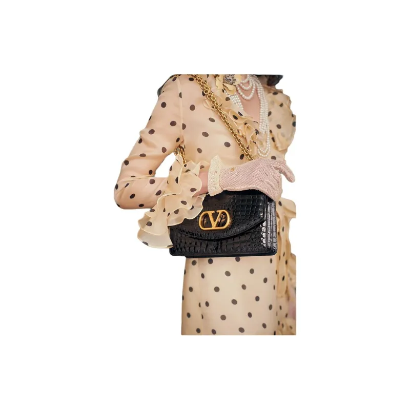 Valentino Polka Dot Printed V Neck Ruffled Dress-7