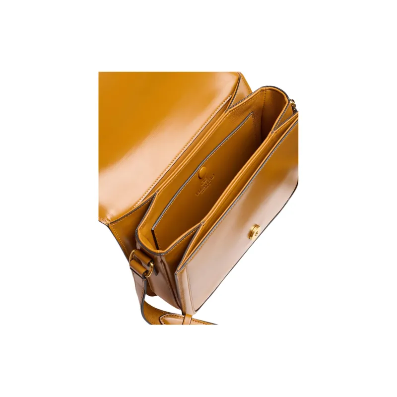 Valentino Shiny Calfskin Shoulder Bag Crossbody Bag Men's Gold Brown-4