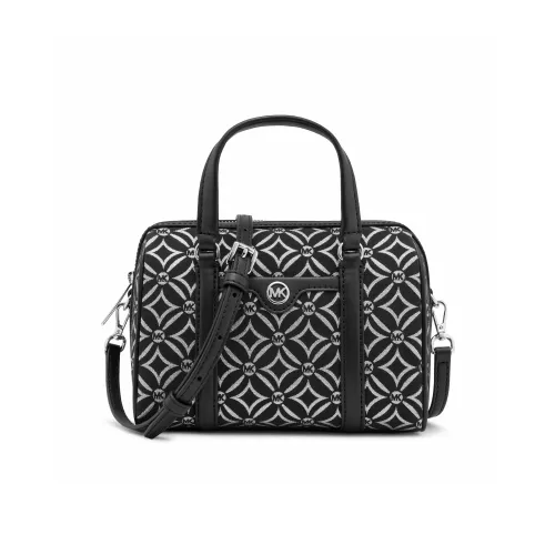 MICHAEL KORS Travel Fabric Artificial Leather Boston Bag Crossbody Bags Handbags Small Size Women's Black & Silver Gray