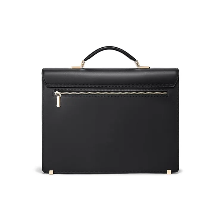 FAIRWHALE Top Grain Cow Leather Handbag Regular Men's Premium Black/Vintage Brown-4