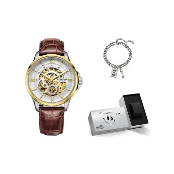 STARKING Mechanical Movement Stainless Steel Watchband Watch Men's Watches Cut Out Dial