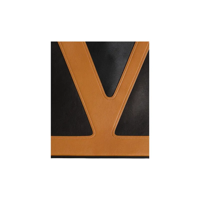 Valentino Sheepskin Handbag Shoulder Bag Large Size Men's Black & Brown-5