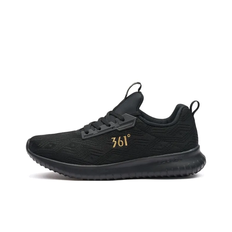 361° Anti Slip Wear Resistant Low Top Running Shoes Men's Black Gold-0