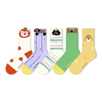 COTTON CHEESE Mid Calf Socks Women's 5 Pack