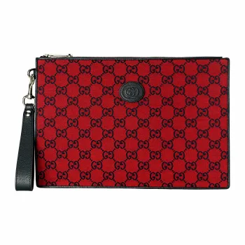 GUCCI Valentine's Day Collection Canvas With Leather Canvas Bag Clutches Unisex Red/Blue
