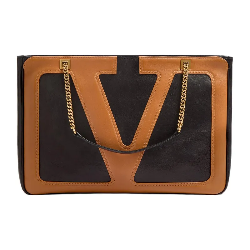 Valentino Sheepskin Crossbody Bag Shoulder Bag Medium Size Women's Black & Brown-0