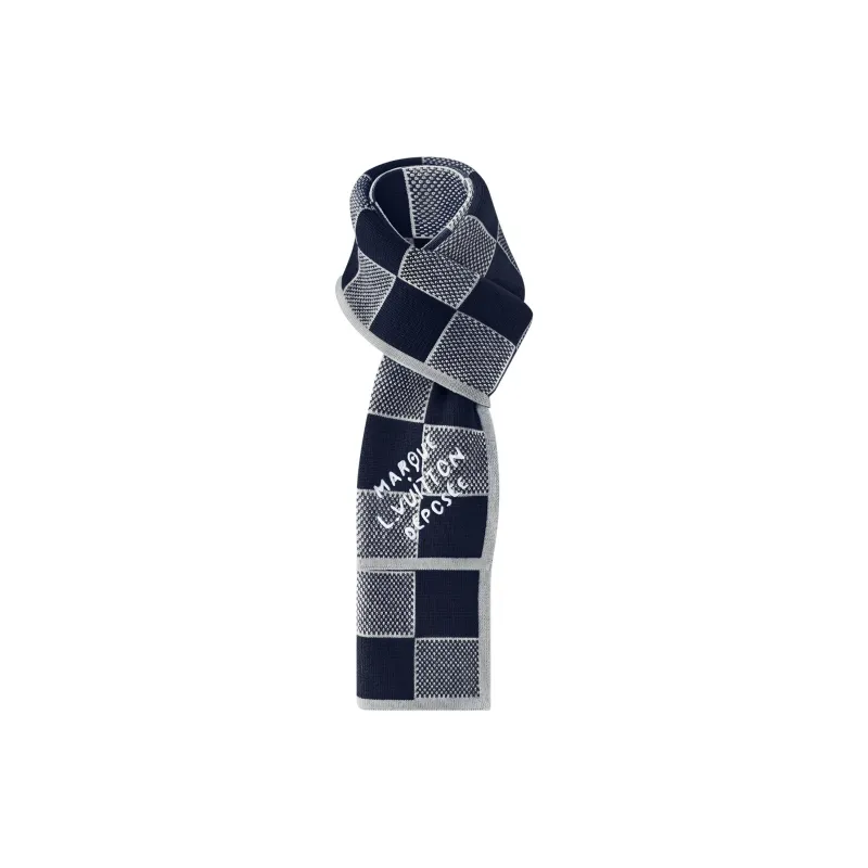 LOUIS VUITTON Wool Knit Scarves Men's Marine Blue-2