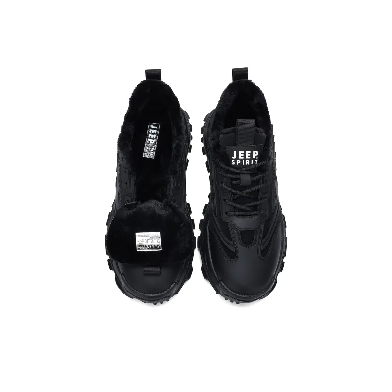 JEEP SPIRIT Cushioning Anti Slip, Wear Resistant, Coverage, Warm, Height Increasing Low Top Chunky Sneakers Men's Black-3