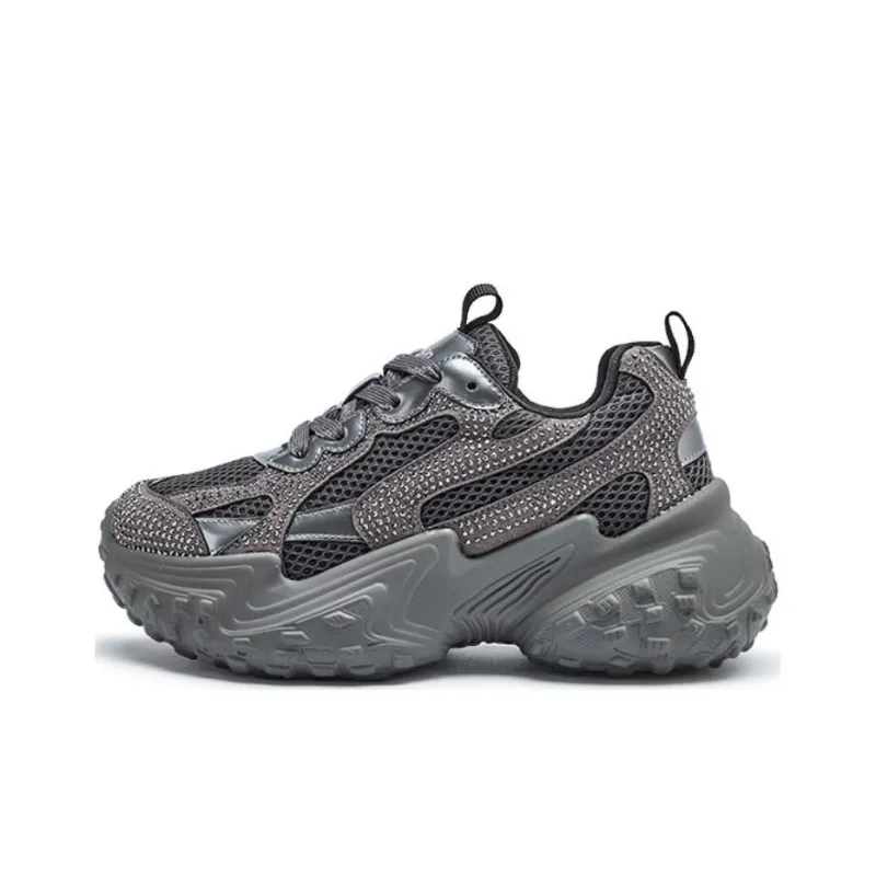 AGSDON Cushioned Slip Resistant Low Top Chunky Sneakers Women's Beige-25