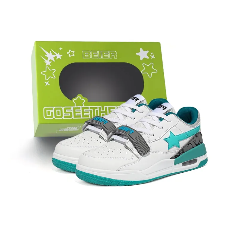 BEIER Stars Collection Couple Versatile Height Increasing Slip-Resistant Low-Top Skateboard Shoes Unisex-5
