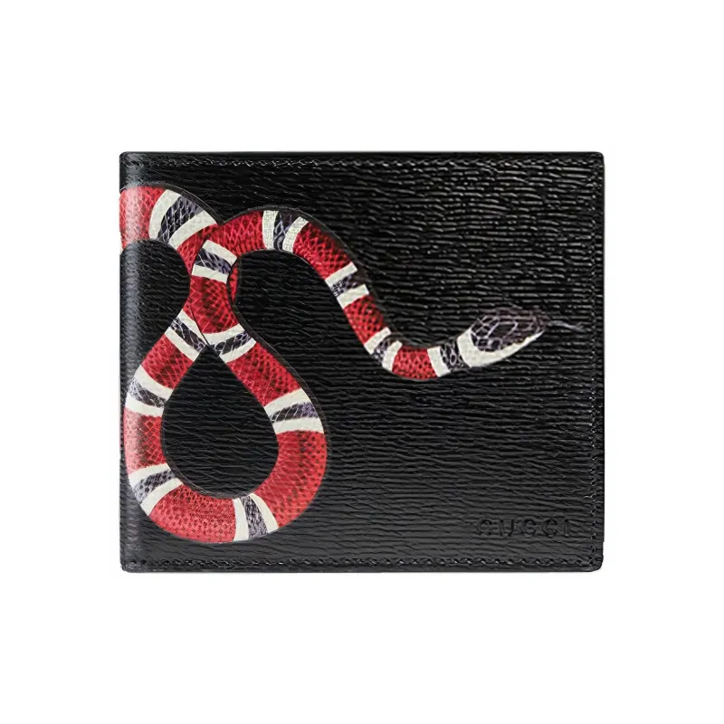 GUCCI Leather Wallet Money Clip Card Holder Men's Black-1