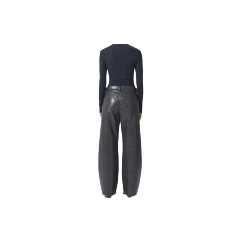 AGOLDE Leather Curved Leg Pants-1