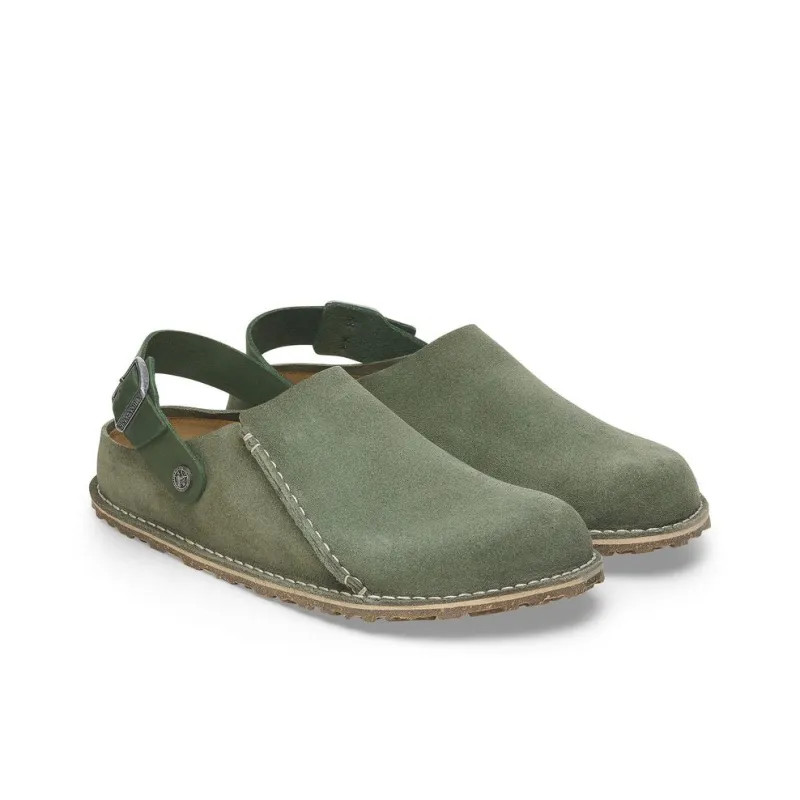 Birkenstock Lutry Premium Suede Wrap-toe Slippers Unisex Green Regular-2