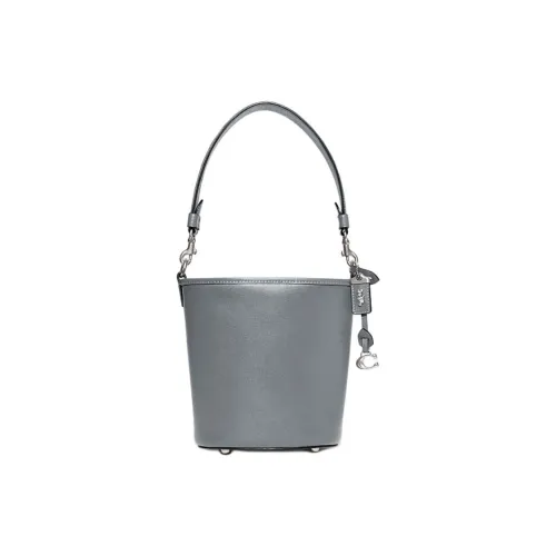 COACH Dakotah Cow Leather Bucket Bags Shoulder Bag Crossbody Bag Handbag Mini Women's Gray Blue