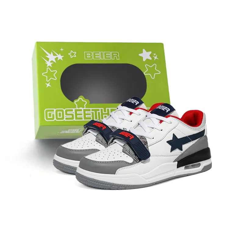 BEIER Stars Collection Couple Versatile Height Increasing Slip-Resistant Low-Top Skateboard Shoes Unisex-0