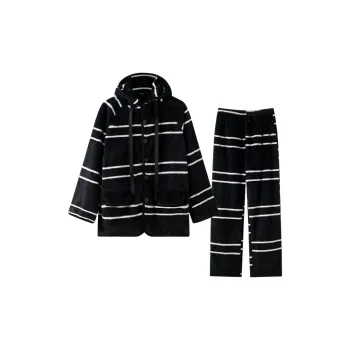 MEITENG Pajama Set Autumn And Winter Models Men's Black