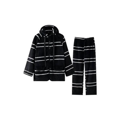 MEITENG Pajama Set Autumn And Winter Models Men's Black