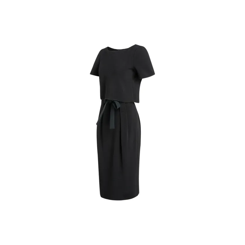 EMPORIO ARMANI SS21 Short Sleeved Dress Women's Black-2