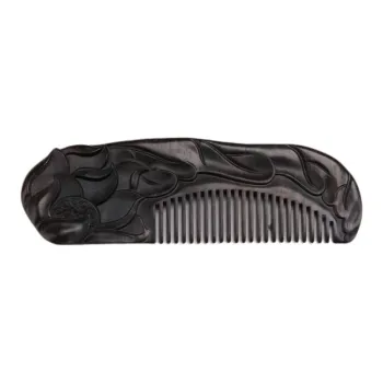 XIBI Lotus Carved Ebony Handcrafted Sandalwood Comb Hairdressing Tools Massage Scalp Hair Growth