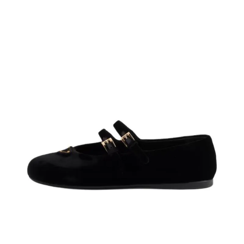 PRADA Flat Casual Single Shoes Women's Black-0