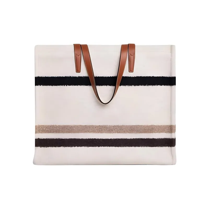 CELINE Fabric Tote Bag Shopping Bag Handbag Large Size Men's Beige & Black-3