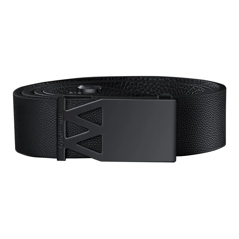 WilliamPOLO Cow Leather Belt Men's Black Matte 3.4cm Wide-2
