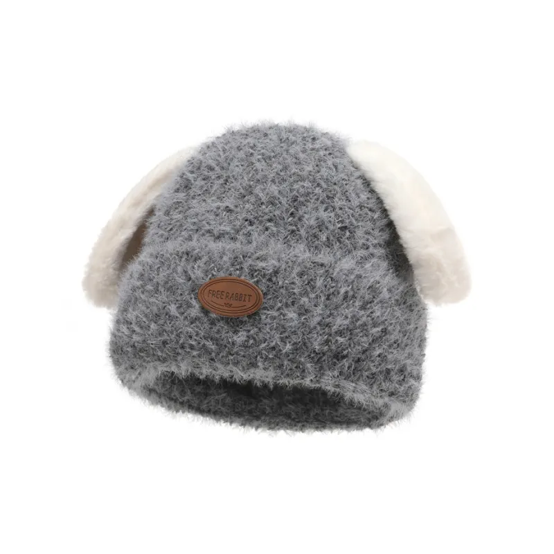 FREE RABBITⅡ Thickened And Fleece Lined Warm Pullover Knitted Hat Casual Cartoon Beanie Unisex-3