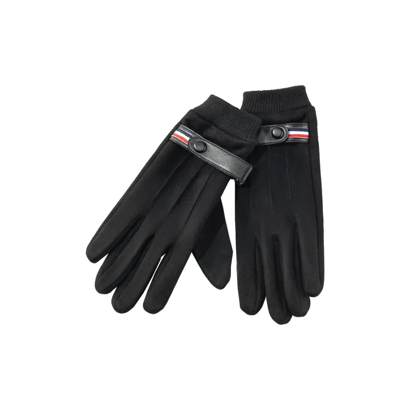 Shanghai Story Polyester Knit Gloves Men's Black-0