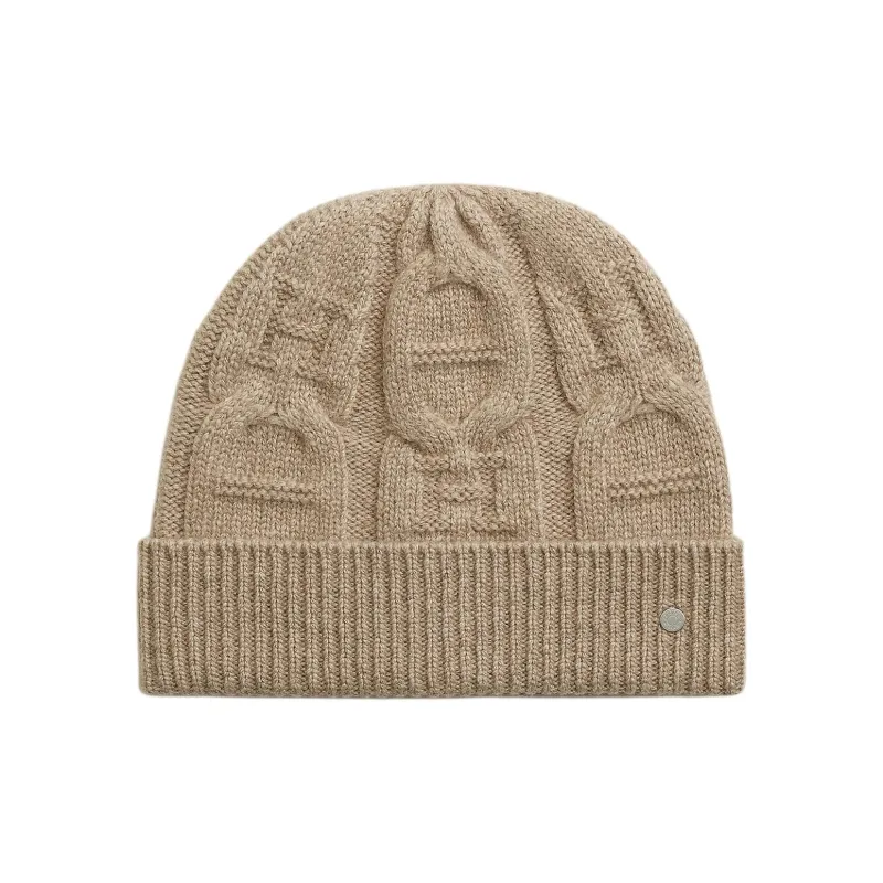 HERMES Cashmere Beanies Men's Beige-0