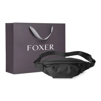 FOXER Fabric Zip Closure Crossbody Bag With Cell Phone Pouch Regular Men's Black