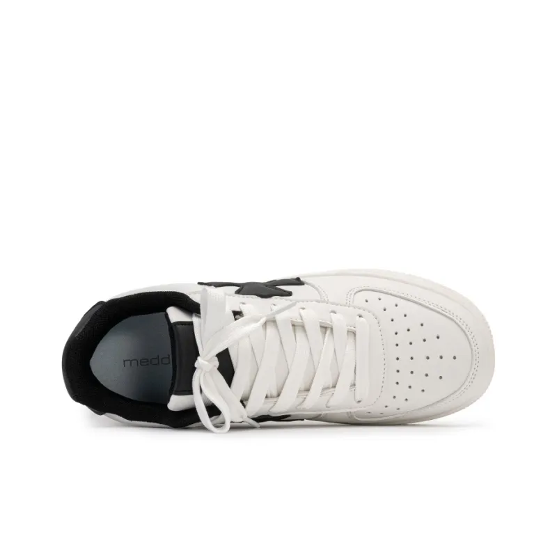 Medd Non slip Lightweight Low Top Skateboard Shoes Unisex White Black Box-2
