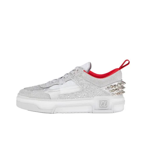 CL LUBOTING Astroloubi Strass Low Top Skateboard Shoes Men's Silver