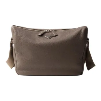 PRADA Leather Messenger Bag Crossbody Bag Shoulder Bag Men's Bamboo Gray