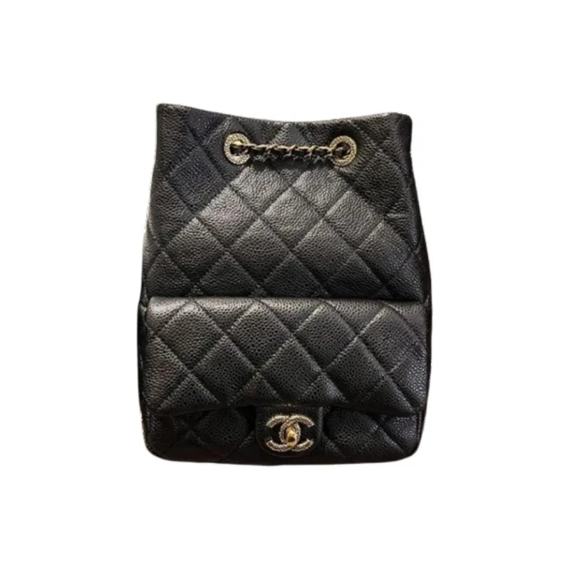 CHANEL Grain Lambskin Backpack Women's Black-1