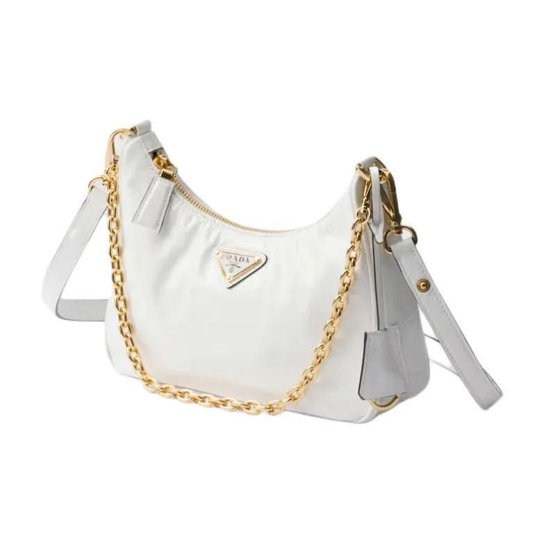 PRADA Re-Edition Naplak Patent Leather Handbag Shoulder Bag Mini Women's White-1