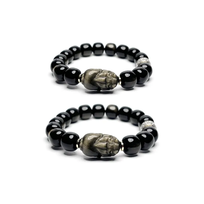 MOUNTAINS AND MANS Obsidian Bracelets Unisex-7